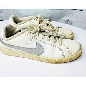 Nike Shoes Womens 7.5 Sneakers Court Royale Leather White Metallic Silver